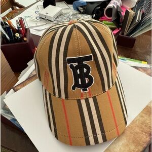 Hat TB Monogram Check Adjustable Baseball Cap, never used but no tag
